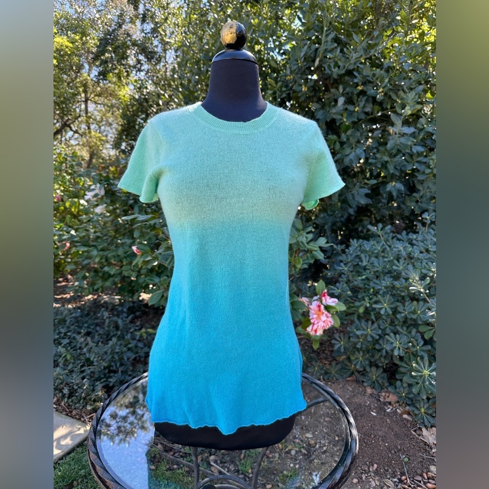 Letarte Apres Soleil 100% cashmere short sleeve ombre sweater - size S
